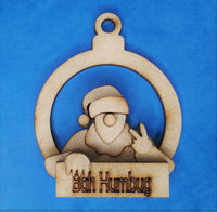 Elf round Bauble MDF Kit - Bah Humbug