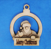 Elf round Bauble MDF Kit - Merry Christmas