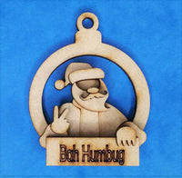 Santa round Bauble MDF Kit - Bah Humbug