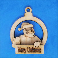 Santa round Bauble MDF Kit - Merry Christmas