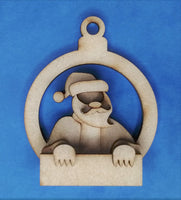 Santa round Bauble MDF Kit - Blank Sign